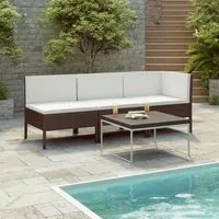 Set Divani da Giardino 3 pz con Cuscini in Polyrattan Marrone 310201