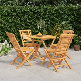 Set Da Pranzo Per Giardino 5 Pz İn Legno Massello Di Teak /