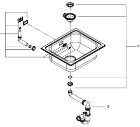 GROHE 31719SD0 - Lavello da cucina K200 533 × 457 mm in acciaio inox