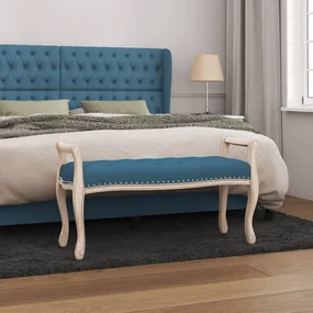 Panca Blu 110x45x60 Cm İn Velluto /
