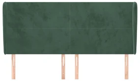 Testiera ad orecchio verde scuro 163x23x118/128cm in velluto