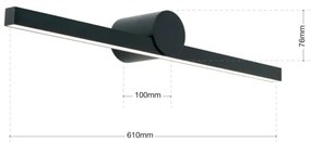 Orion Soff 3-584-Illuminazione a LED per specchi da bagno BEAUTY LED/12W/230V 61cm IP54 nero