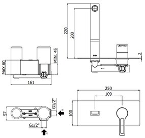 Paffoni West Ws104cr Miscelatore lavabo Incasso 2 Fori Piastra Rettangolare E Bocca Piatta 15 cm Cromo