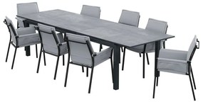 Set tavolo e sedie Odyssea NATERIAL in alluminio antracite per 8 persone