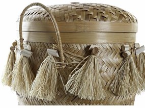 Set di Cestini DKD Home Decor Bambù Frange (39 x 39 x 55 cm)
