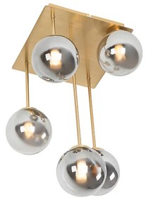 Plafoniera moderna oro 5 luci vetro fumé - ATHENAS