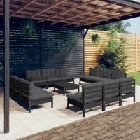 Set Divani da Giardino 13 pz con Cuscini Antracite Legno di Pino cod mxl 39817