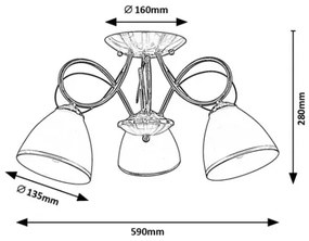 Brilagi - Plafoniera FRED 3xE27/60W/230V Ø 59 cm bronzo