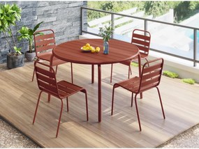 Tavolo tondo da giardino D.110 cm in Metallo Terracotta MIRMANDE