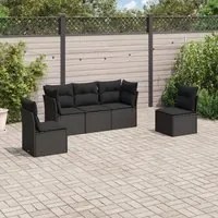 Set Divani da Giardino 5 pz con Cuscini in Polyrattan Nero 3217345