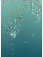 Edmond Petit Carta da parati Nautilus/ Méduses/ Nénuphars - Turquoise - Nénuphars droit - Turquoise
