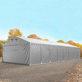 TOOLPORT 5x16 m tenda capannone, altezza 2,6m, PVC 800, telaio perimetrale, grigio, con statica (sottofondo in terra) - (637636)