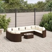 Set Divani da Giardino 10pz con Cuscini in Polyrattan Marrone 3308401