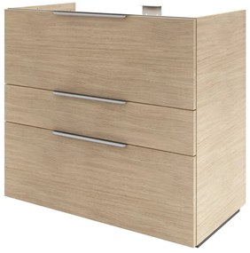 Mobile da bagno a terra L 90 x H 84 x P 48 cm rovere naturale, 3 cassetti SENSEA Neo Line, Maniglie acquistabili separatamente