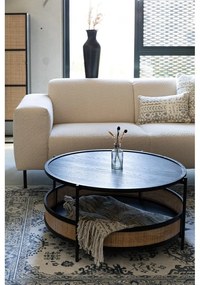 Tavolino da salotto rotondo nero/di colore naturale ø 80 cm Makoto – White Label