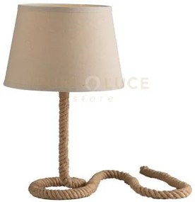 Lampada da tavolo rope canapa 1 luce attacco e27 30cm altezza 48cm