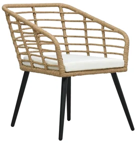 Sedie da giardino 2 pz con cuscini in polyrattan rovere