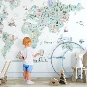 Adesivo da parete - Mappa di viaggio per bambini | Inspio