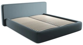 Letto matrimoniale imbottito blu con contenitore con griglia 180x200 cm Kiana - Makamii