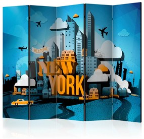 Paravento separè New York - benvenuto II - iscrizione su sfondo astratto