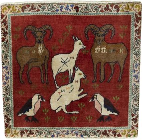 Shiraz Tappeto 60x60 Rosso (Iran) Annodato A Mano