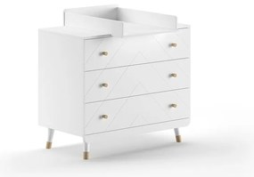 Cassettiera per bambini bianca con fasciatoio 100x100x74 cm Billy – Vipack