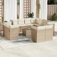 Set Divani da Giardino 12 pz con Cuscini Beige in Polyrattan 3218518