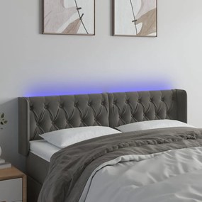 Testiera A Led Grigio Scuro 147x16x78/88 Cm İn Velluto /