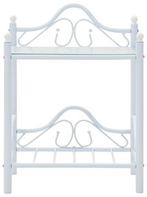 Comodini set 2 pz acciaio e vetro temperato 45x30,5x60cm bianco