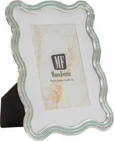 Cornice azzurra/argentata in metallo/in vetro verticale con sostegno 17,5x22,5 cm Elizabeth – Mauro Ferretti