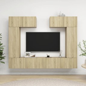 Set di mobili porta tv 6 pz rovere sonoma in legno multistrato