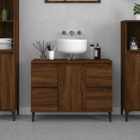 Mobile Lavabo Rovere Marrone 80x33x60 Cm İn Legno Multistrato /