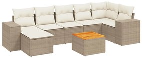 Set divano da giardino 8 pz con cuscini beige in polyrattan