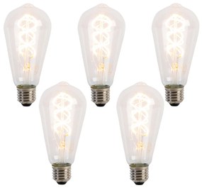 Set di 5 Lampada LED E27 filamento spirale ST64 5W 400 lm 2200K