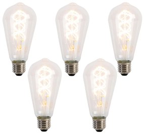 Set di 5 Lampadine LED a filamento a spirale E27 ST64 5W 400 lm 2200K