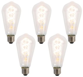 Set di 5 Lampadine LED E27 a Filamento Spirale ST64 5W 400 lm 2200K
