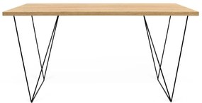 Scrivania in legno di quercia con gambe nere , 140 x 75 cm Flow - TemaHome