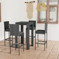 Set Bar da Giardino 5 pz con Cuscini in Polyrattan Grigio 3064795