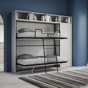 Letto a castello NABOR a scomparsa Bianco Frassino Composizione I