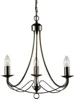 Lampadario Industrial-Nordico Maypole Acciaio Ottone 3 Luci E14