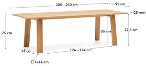 Kave Home - Tavolo allungabile Arlen con impiallacciatura e legno massiccio di rovere con finitura nat
