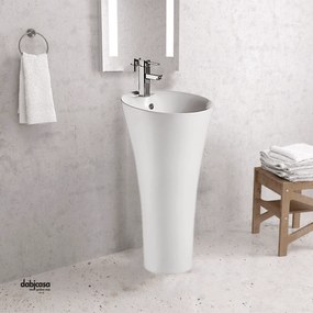 Lavabo Freestanding "Vendome" Da Diam.45,5 Cm Con Scarico a Parete Finitura Bianco Lucido