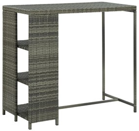 Tavolo Da Bar Con Ripiani Grigio 120x60x110 Cm İn Polyrattan /