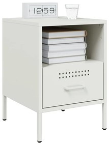 Comodini 2pz bianchi 36x39x50,5cm in acciaio laminato a freddo