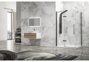 Kamalu - Box doccia 90x90 telaio gun metal porta battente laterale fisso 90cm | KT5000GM