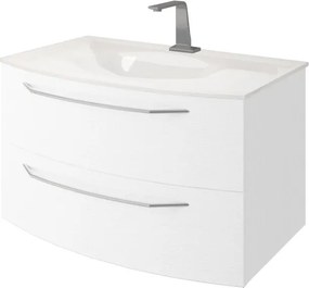 Mobile bagno sospeso con lavabo L 100 x H 55 x P 51 cm frassino bianco per vasca centrale Lyla
