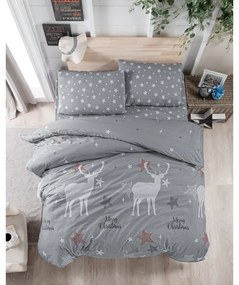 Biancheria da letto in cotone grigio per letto singolo 140x200 cm Merry - Mijolnir