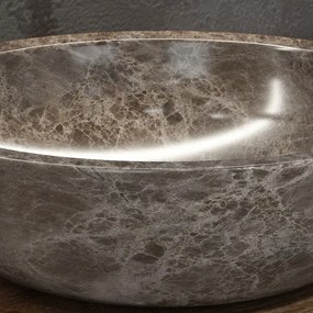 Lavabo bagno da appoggio in marmo grigio 40cm | Litos-EG40 - KAMALU