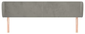 Testiera ad orecchio grigio chiaro 203x23x78/88 cm in velluto