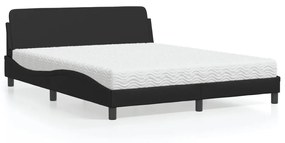 Letto Con Materasso Nero 160x200 Cm İn Similpelle /